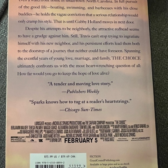 THE Choice Book Nicholas Sparks - Picture 2 of 2